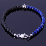 Men's Women Lapis Sterling Silver Bracelet 925 Cross Bead & Clasp DiyNotion Handmade BR301