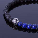 Men's Women Lapis Sterling Silver Bracelet 925 Cross Bead & Clasp DiyNotion Handmade BR301