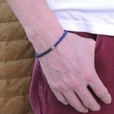 Men's Women Lapis Sterling Silver Bracelet 925 Cross Bead & Clasp DiyNotion Handmade BR301