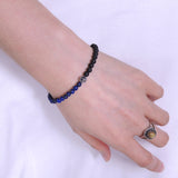 Men's Women Lapis Sterling Silver Bracelet 925 Cross Bead & Clasp DiyNotion Handmade BR301