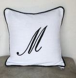 handmade gift ideas for friends, Embroidered monogrammed throw pillow cover-Monogram Embroidered Sofa pillows 22x22 Inches
