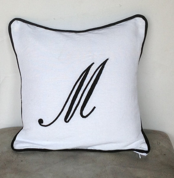handmade gift ideas for friends, Embroidered monogrammed throw pillow cover-Monogram Embroidered Sofa pillows 22x22 Inches