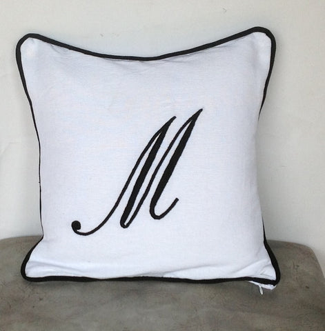 handmade gift ideas for friends, Embroidered monogrammed throw pillow cover-Monogram Embroidered Sofa pillows 22x22 Inches