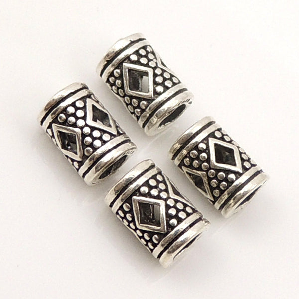 4 PCS 925 Stamp Sterling Silver Barrel Beads Vintage Celtic WSP144X4 Wholesale: See Discount Coupons in Item Details