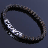Men/Women Stretchable Mala Bracelet Agarwood/Gaharu 925 Sterling Silver Celtic Lucky Charmn DIY-NOTION BR305