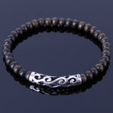 Men/Women Stretchable Mala Bracelet Agarwood/Gaharu 925 Sterling Silver Celtic Lucky Charmn DIY-NOTION BR305