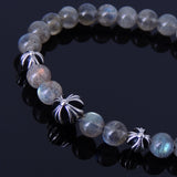 Men/Women Stretchable Bracelet 6mm Labradorite Gemstone S925 Sterling Silver Cross Beads DiyNotion BR307