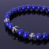 Men Women Lapis Bracelet Gemstone 925 Sterling Silver Cross Bead DiyNotion BR308