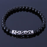 Men's Women Matte Black Onyx Sterling Silver Bracelet 925 Celtic Lucky Charm DiyNotion Handmade BR304