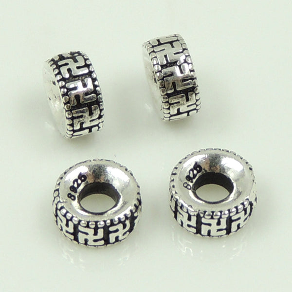 Sterling Silver Spacer 925 Vintage Mantra Buddhism WSP057 Wholesale: See Discount Coupons in Item Details