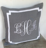 Monogrammed embroidered pillow cover, Grey throw pillows -14 inches Decorative Pillow cover