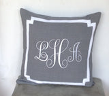 Gray Pillow Covers, Gray Sofa Throw pillows, Monogrammed Gray Pillows, 18x18 inches Decorative Pillow cover
