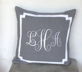 Monogrammed embroidered pillow cover, Grey throw pillows -14 inches Decorative Pillow cover