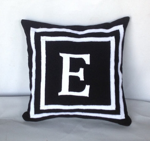 30% OFF Black Throw Pillow Covers, 18 inches Made to Order Monogram covers, Dorm Pillow Cover
