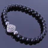 Men Women Matte Black Onyx Hematite Bracelet  925 Sterling Silver Chinese Lucky Charm DiyNotion BR148E