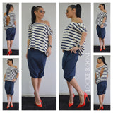 Capri Pants/Loose Blue Trousers/Loose casual pants/Drop crotch pants /Cotton Pants