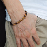 Men's Women Matte Black Onyx Tiger Eye Sterling Silver Bracelet 925 Spacers Clasp DiyNotion BR154