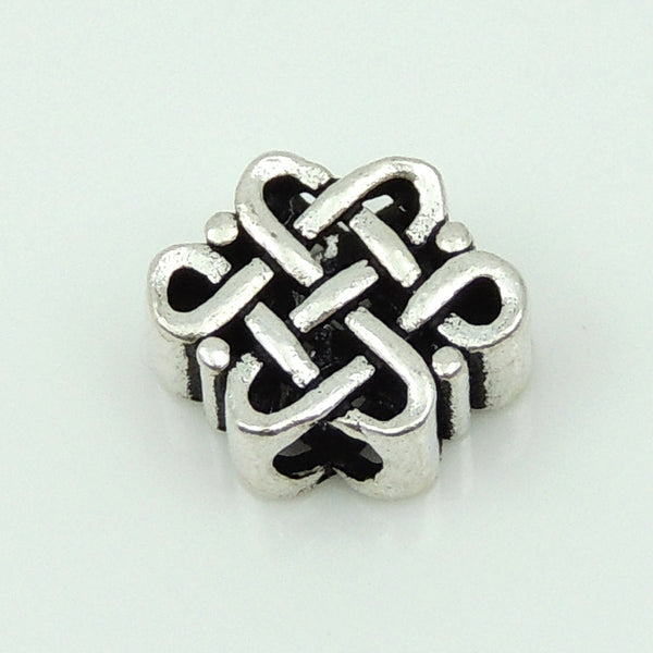 S925 Stamped Sterling Silver 8x11mm Chinese Lucky Knot Charm Bead WSP206 Wholesale Retail