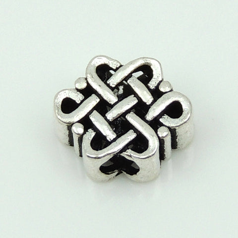 S925 Stamped Sterling Silver 8x11mm Chinese Lucky Knot Charm Bead WSP206 Wholesale Retail