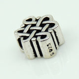S925 Stamped Sterling Silver 8x11mm Chinese Lucky Knot Charm Bead WSP206 Wholesale Retail