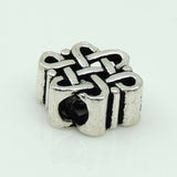 S925 Stamped Sterling Silver 8x11mm Chinese Lucky Knot Charm Bead WSP206 Wholesale Retail