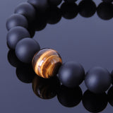 Men's Women Matte Black Onyx Tiger Eye Bracelet Healing Gemstone DiyNotion Handmade BR112