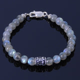 Men's Women Labradorite Sterling Silver Bracelet 925 Fleur de Lis Bead Clasp Gemstone DiyNotion Handmade BR313