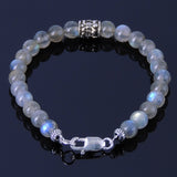 Men's Women Labradorite Sterling Silver Bracelet 925 Fleur de Lis Bead Clasp Gemstone DiyNotion Handmade BR313