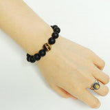 Men's Women Matte Black Onyx Tiger Eye Bracelet Healing Gemstone DiyNotion Handmade BR112
