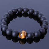 Men's Women Matte Black Onyx Tiger Eye Bracelet Healing Gemstone DiyNotion Handmade BR112