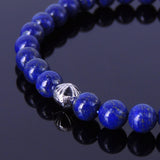 Men's Women Lapis Sterling Silver Bracelet 925 Cross Bead Gemstone DiyNotion Handmade BR312