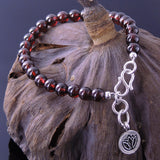 Women's Garnet Sterling Silver Bracelet Gemstone 925 Lotus Pendant  DiyNotion Handmade BR008