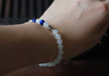 Women's Moonstone Lapis Sterling Silver Bracelet 925 Marcasite Fish DiyNotion Handmade BR002
