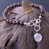 Women's Garnet Sterling Silver Bracelet Gemstone 925 Lotus Pendant  DiyNotion Handmade BR008