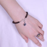 Women's Garnet Sterling Silver Bracelet Gemstone 925 Lotus Pendant  DiyNotion Handmade BR008
