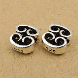 S925 Stamped Sterling Silver 8x7mm Vintage Mantra Bead Charm WSP058 Wholesale Retail
