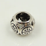 S925 Sterling Silver 7.5x10mm Vintage Style Chinese Lucky Sign Bead Charm WSP083 Wholesal Retail