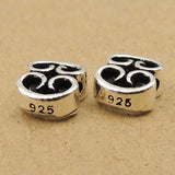 S925 Stamped Sterling Silver 8x7mm Vintage Mantra Bead Charm WSP058 Wholesale Retail