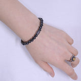 Men's Women Hematite Sterling Silver Bracelet 925 Fleur de Lis Bead Gemstone DiyNotion Handmade BR314E