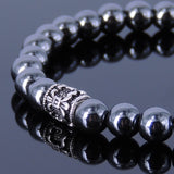Men's Women Hematite Sterling Silver Bracelet 925 Fleur de Lis Bead Gemstone DiyNotion Handmade BR314E