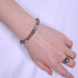Men's Women Labradorite Sterling Silver Bracelet 925 Fleur de Lis Bead Gemstone DiyNotion Handmade BR313E