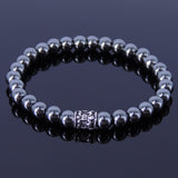 Men's Women Hematite Sterling Silver Bracelet 925 Fleur de Lis Bead Gemstone DiyNotion Handmade BR314E