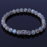 Men's Women Labradorite Sterling Silver Bracelet 925 Fleur de Lis Bead Gemstone DiyNotion Handmade BR313E