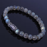 Men's Women Labradorite Sterling Silver Bracelet 925 Fleur de Lis Bead Gemstone DiyNotion Handmade BR313E