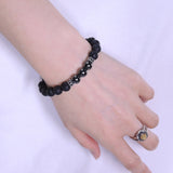 Men's Women Lava Rock Hematite Sterling Silver Skull Bracelet 925 Spacers Gemstone DiyNotion Handmade BR317