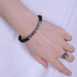 Men's Women Lava Rock Tiger Eye Sterling Silver Skull Bracelet 925 Spacers Gemstone DiyNotion Handmade BR315