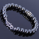 Handmade Men Women Gemstone Bracelet Hematite 925 Sterling Silver Charm Clasp DiyNotion BR142