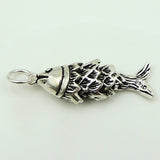 S925 Stamped Sterling Silver 10x29mm Chinese Lucky Fish Pendant WSP137 Wholesale Retail