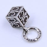 S925 Sterling Silver 29x13mm Vintage Celtic Cube Fleur de Lis Pendant WSP258 Wholesale Retail