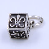 S925 Sterling Silver 29x13mm Vintage Celtic Cube Fleur de Lis Pendant WSP258 Wholesale Retail